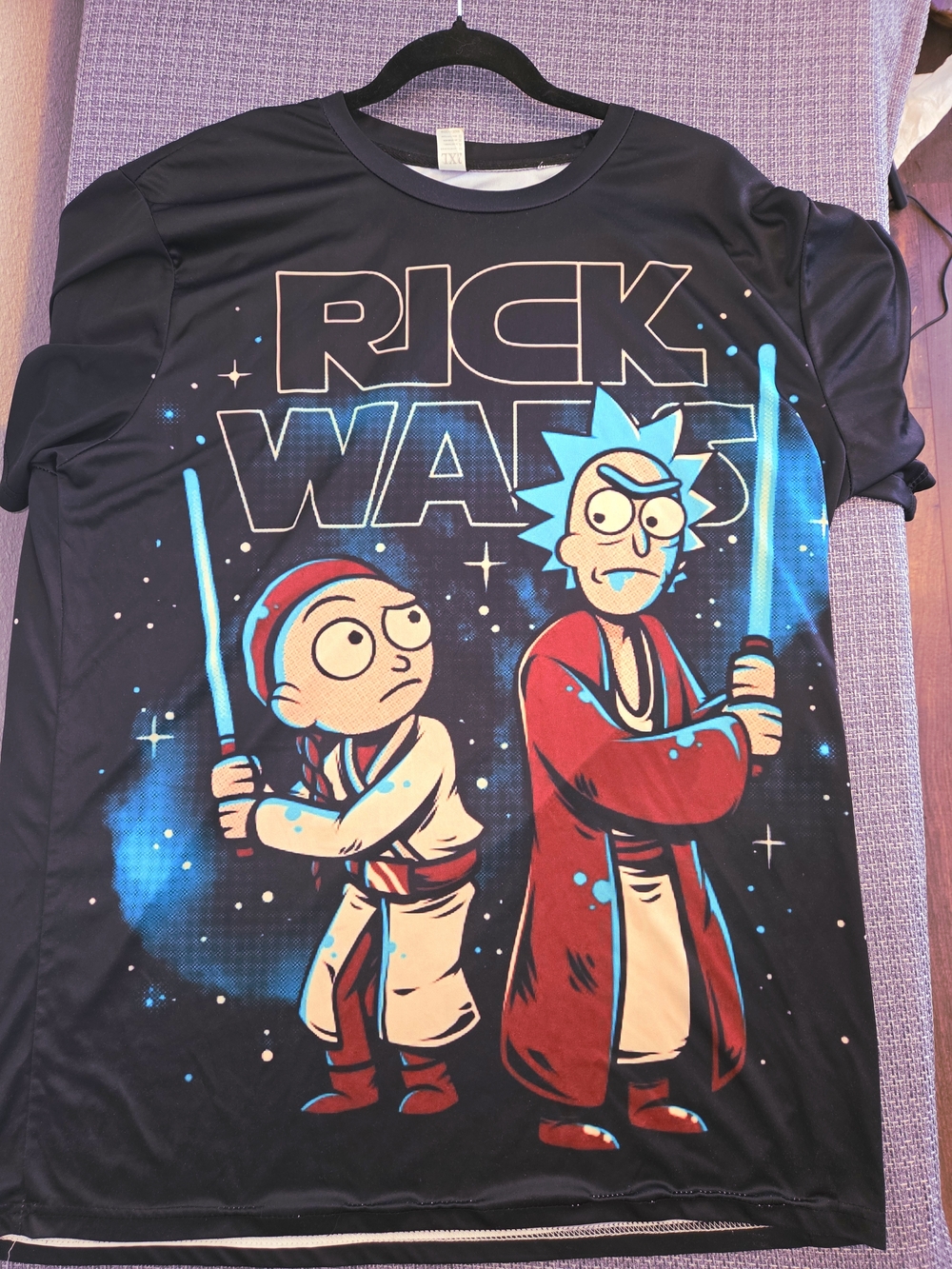 Rick and Morty "Rick Wars" Graphic Tee 2XL Nightlife Club Party light breathing